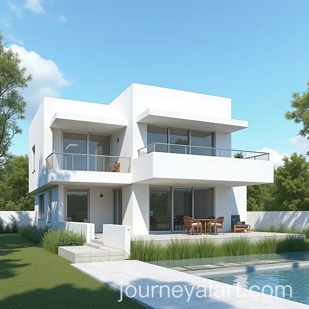 Modern-White-Home-with-Spacious-Surroundings-Under-Blue-Sky