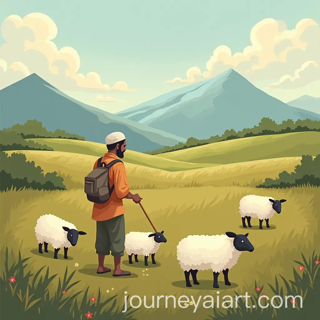 SheAI-Art-Prompt-Expansionpherd-Feeding-Sheep-in-MidJourney-Landscape
