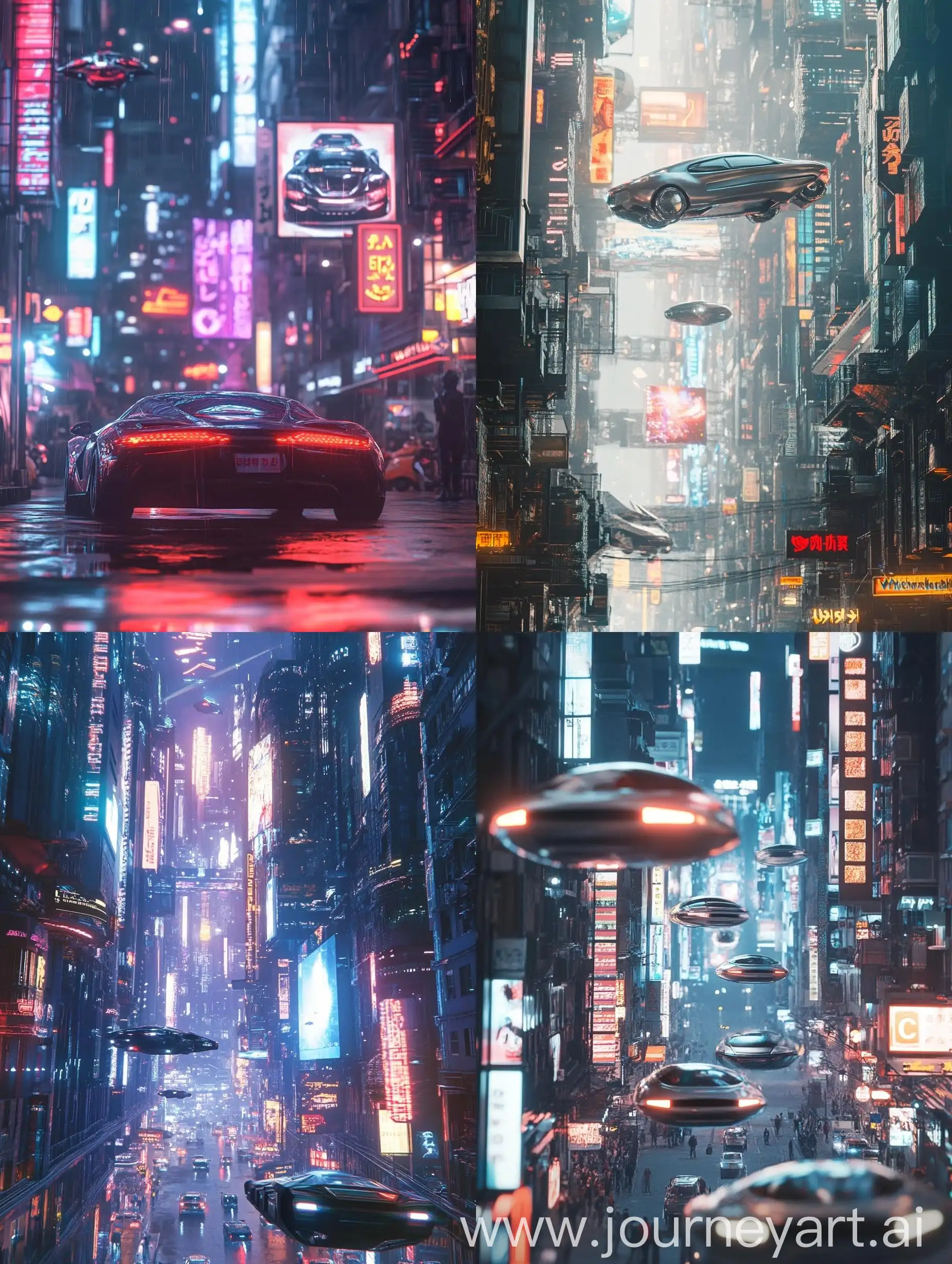 Futuristic-Cityscape-with-Flying-Cars-and-Holographic-Advertisements