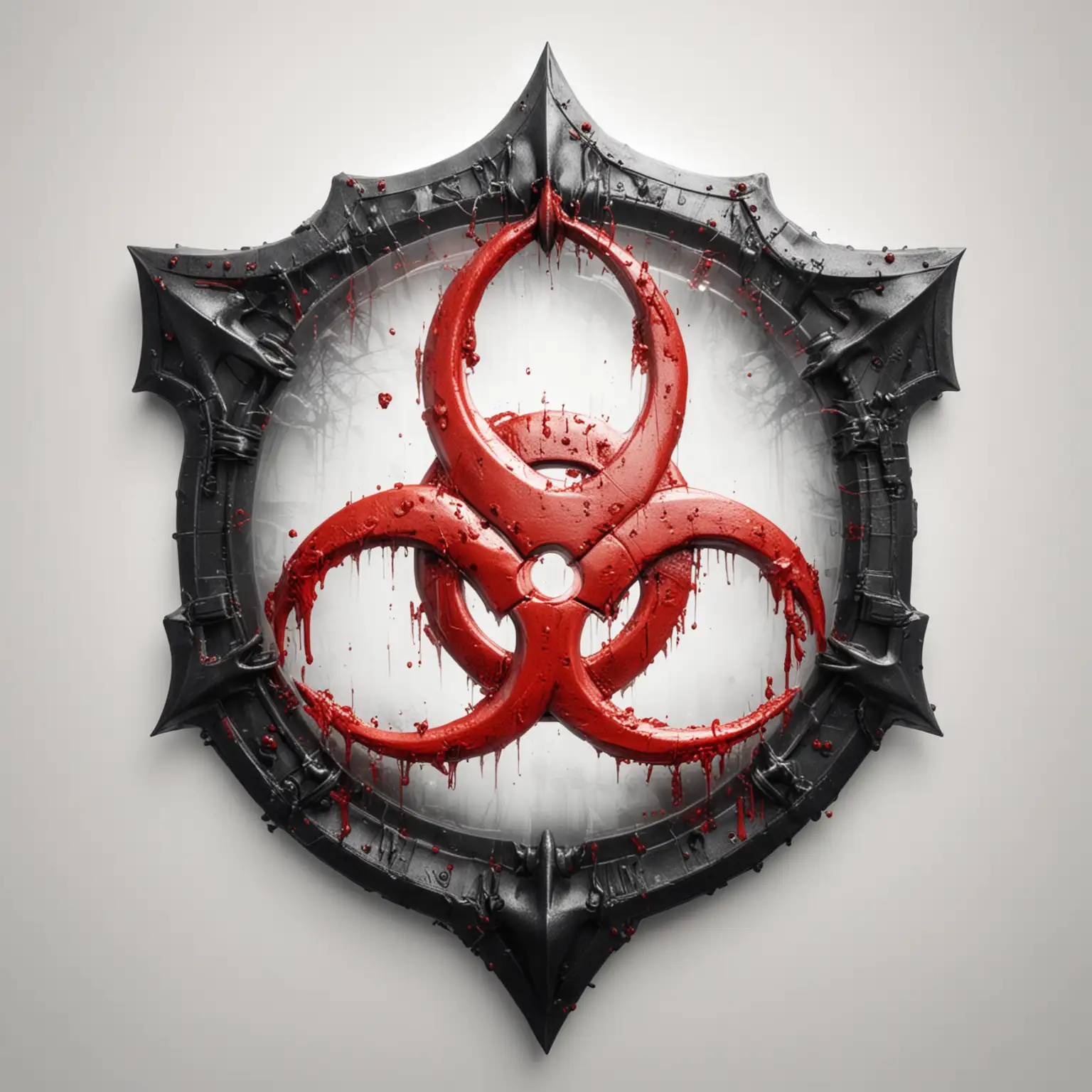 Gothic-Black-Shield-with-Clear-Red-Biohazard-Symbol-on-White-Background