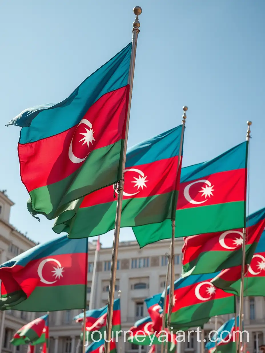 Azerbaijan-Flags-in-a-Vibrant-Display