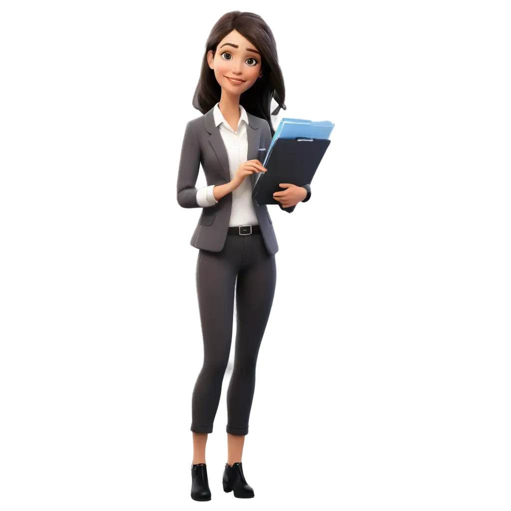 Real-Estate-Agent-Girl-with-Keys-and-Folder-2D-Animation-PNG-for-Professional-Use