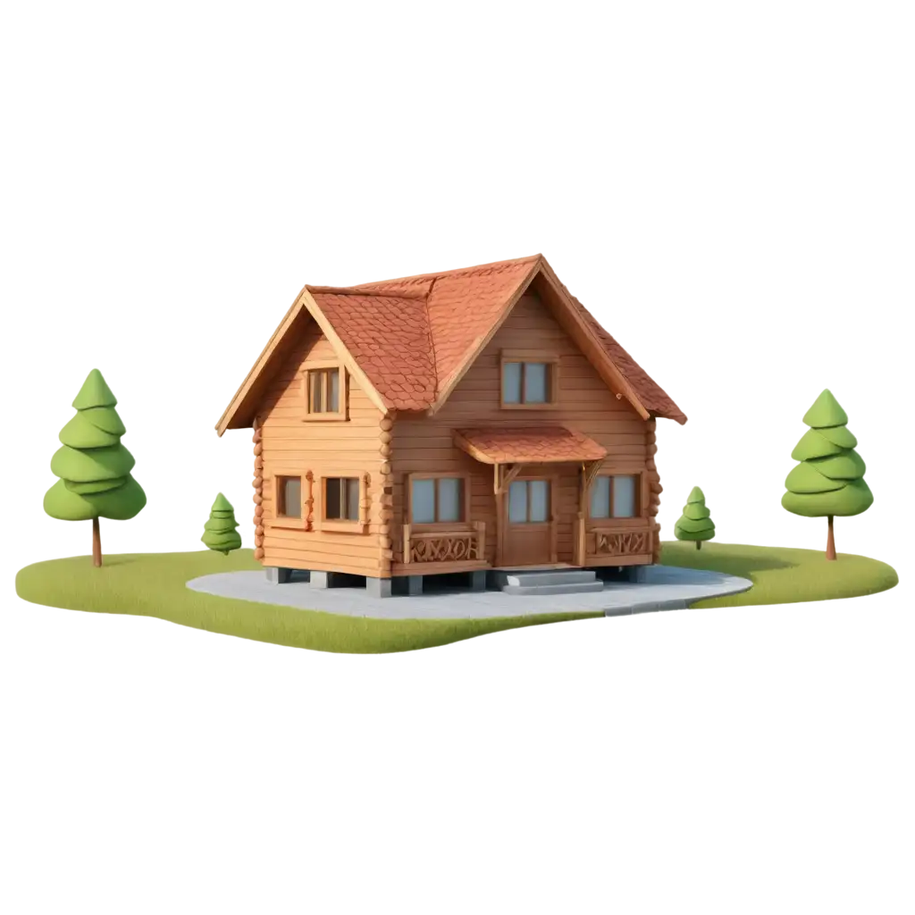 a house made of woods 3d vector