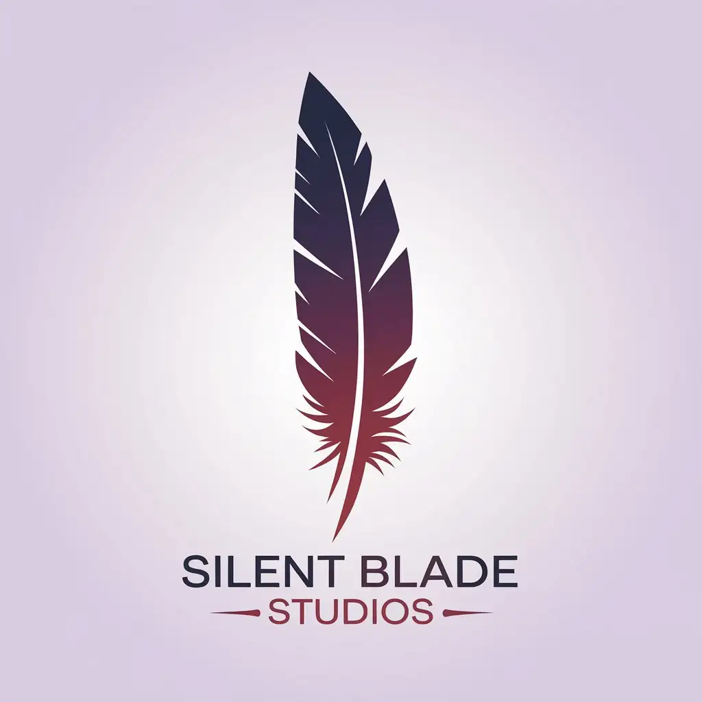 LOGO-Design-For-Silent-Blade-Studios-Minimalistic-Bird-Feather-in-Dark-Purple-to-Dark-Red-Gradient