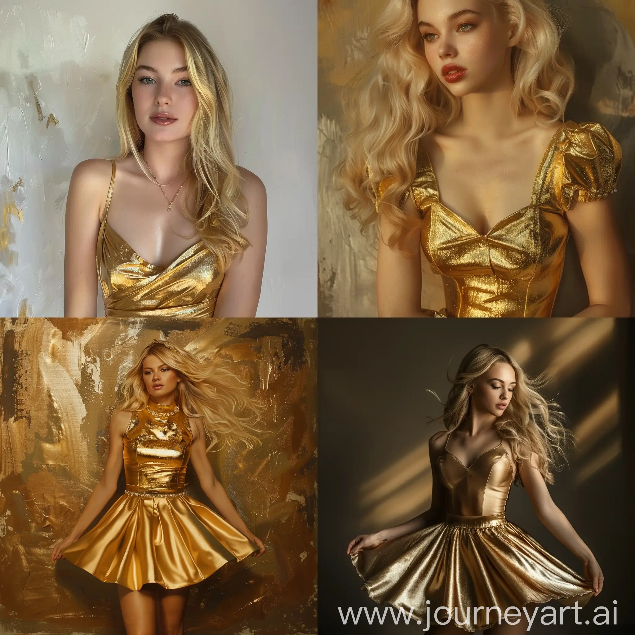 Hyper-Realistic-Portrait-of-a-Girl-in-a-Gold-Modern-Dress