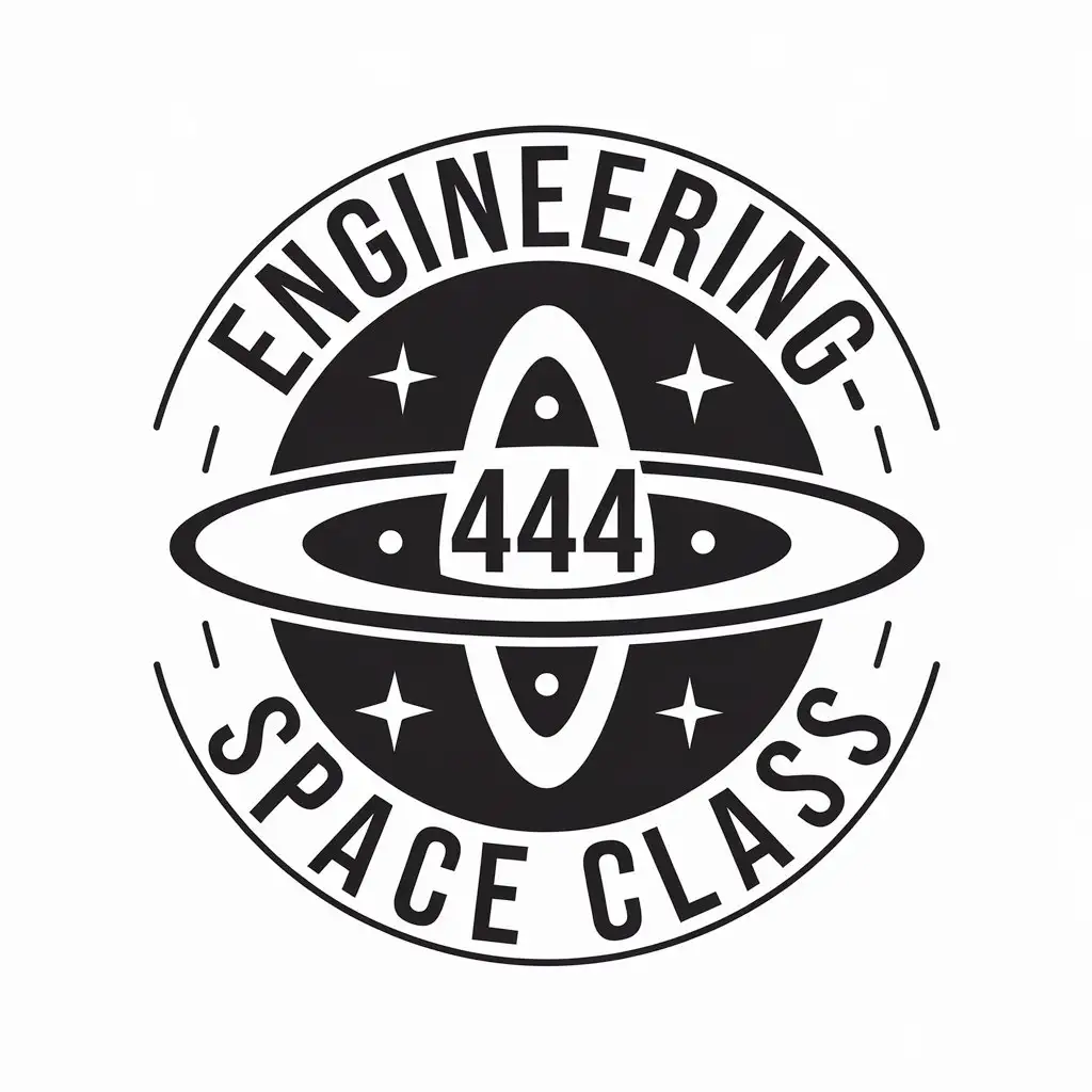 a vector logo design,with the text "engineering-space class", main symbol:444 cosmos engineer mathematics physics,Moderate,be used in Education industry,clear background