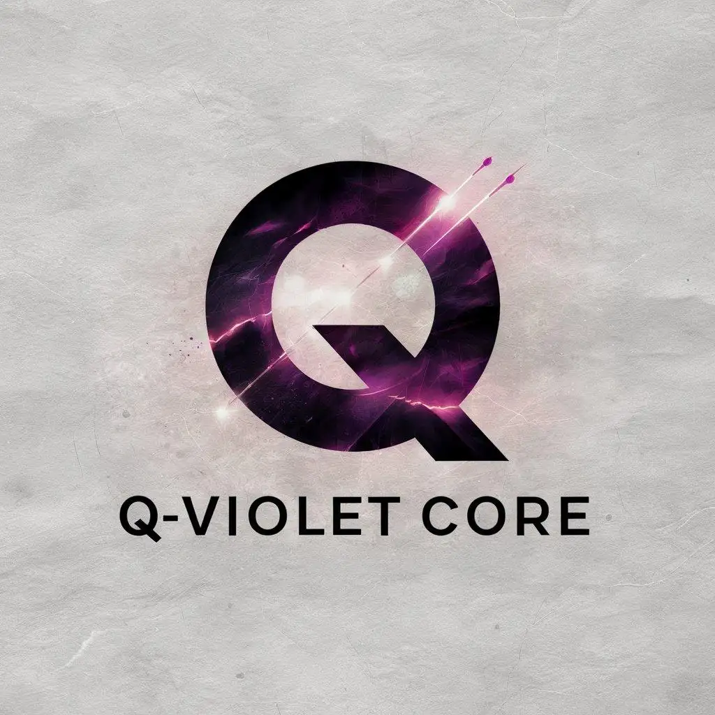 a vector logo design,with the text "Q-VIOLET CORE", main symbol:Dark purple atmospheric accent, mix of all letters into one,complex,be used in Music label industry,clear background