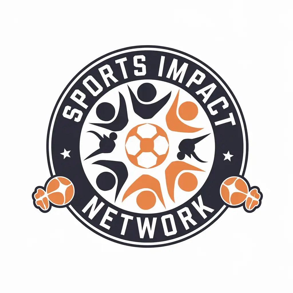 LOGO Design for Sports Impact Network Vector Logo with Girls Surrounding a Ball for Sports Fitness