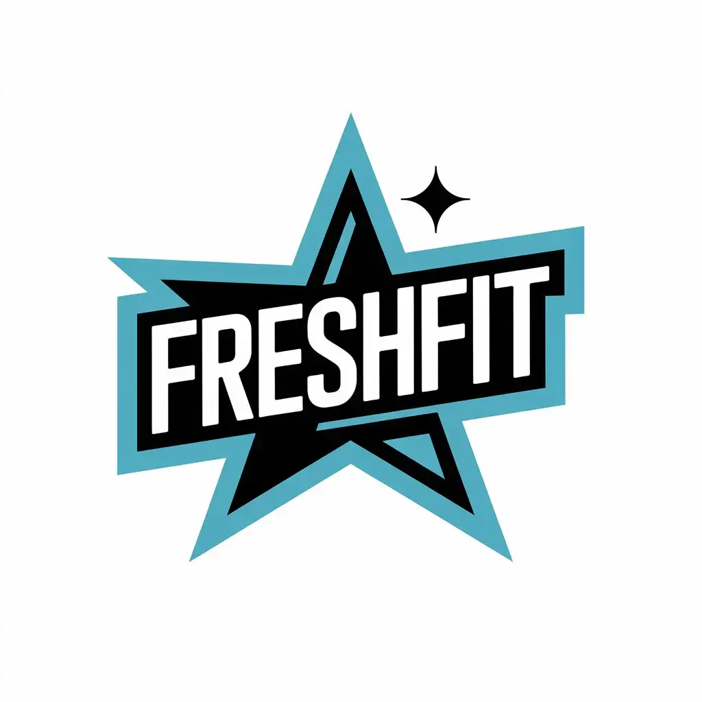 LOGO Design for Freshfit Light Blue Background with Black Star and Text for Entertainment Industry