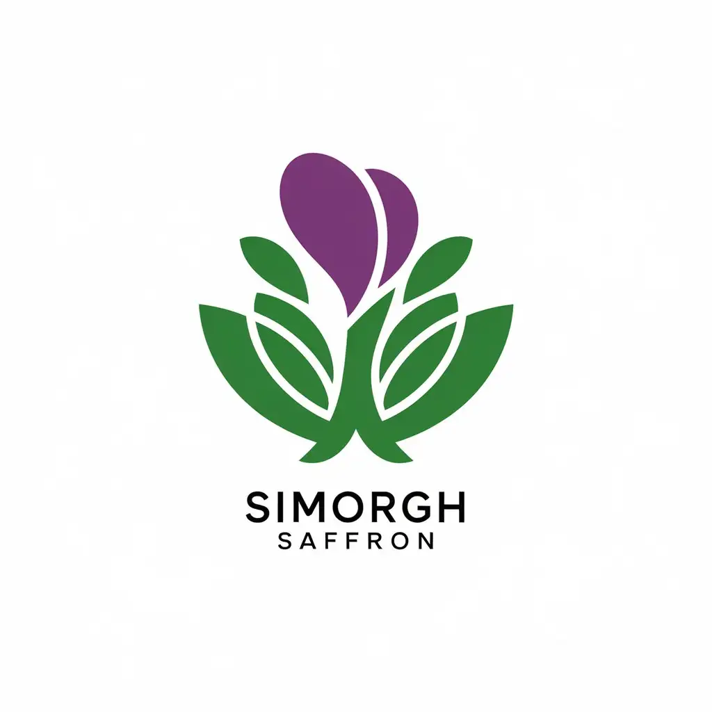 LOGO Design for Simorgh Saffron Vector Logo Featuring Saffron and Green Leaf in Flat Style