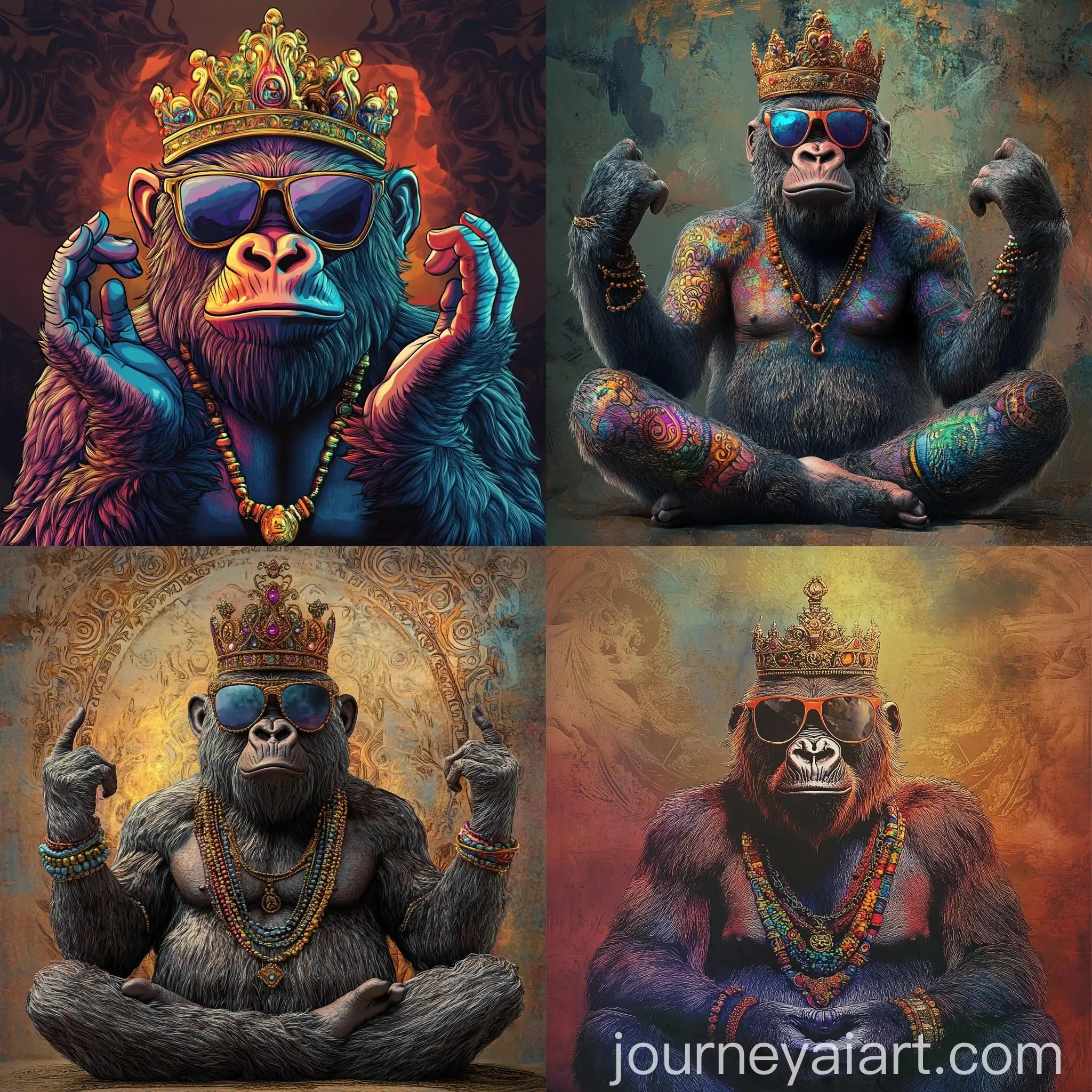 Hipster-Gorilla-Crown-Shades-Buddha-Pose-Sculpture
