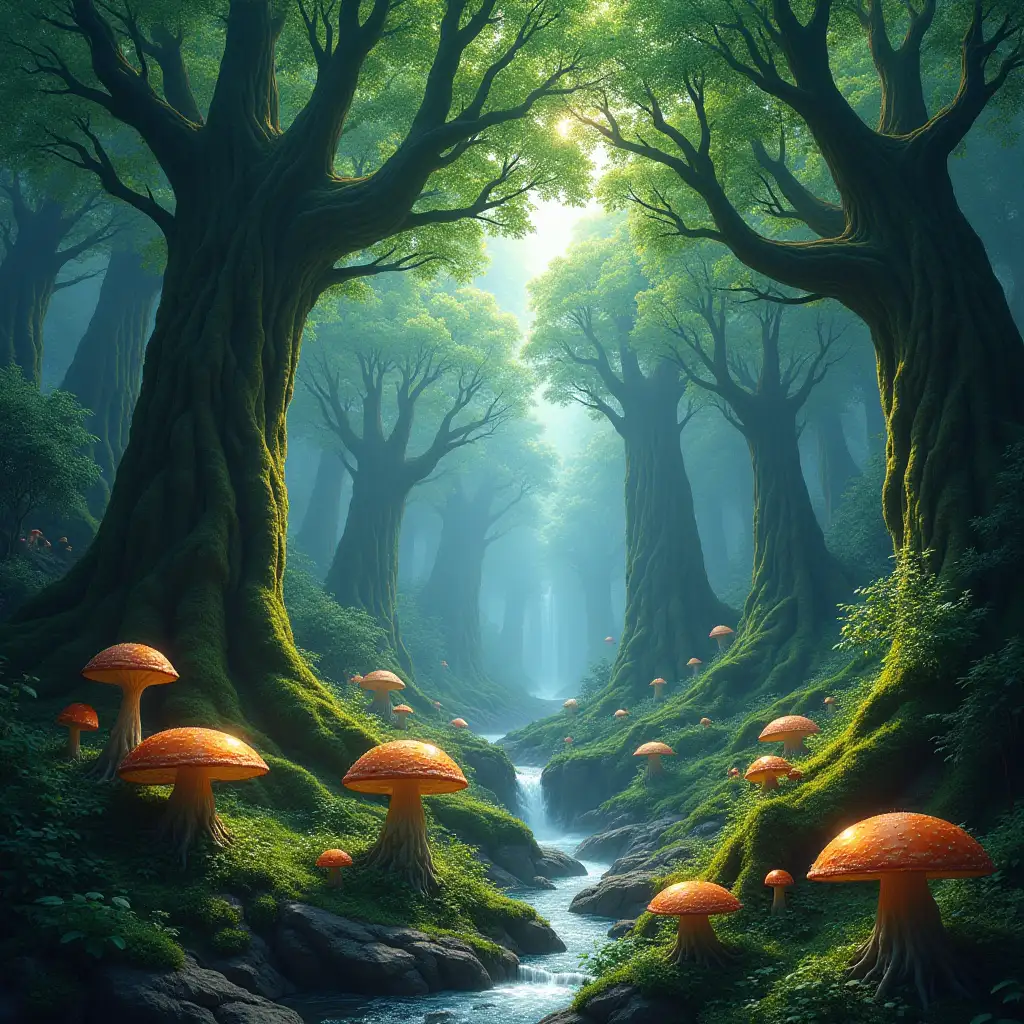 Magical-Ancient-Forest-with-Glowing-Treants-and-Mystical-Waterfalls