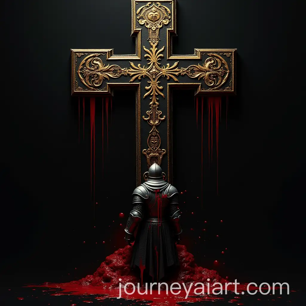 Bloodstained-Black-Cross-with-Gold-Details-and-Knight-in-Front