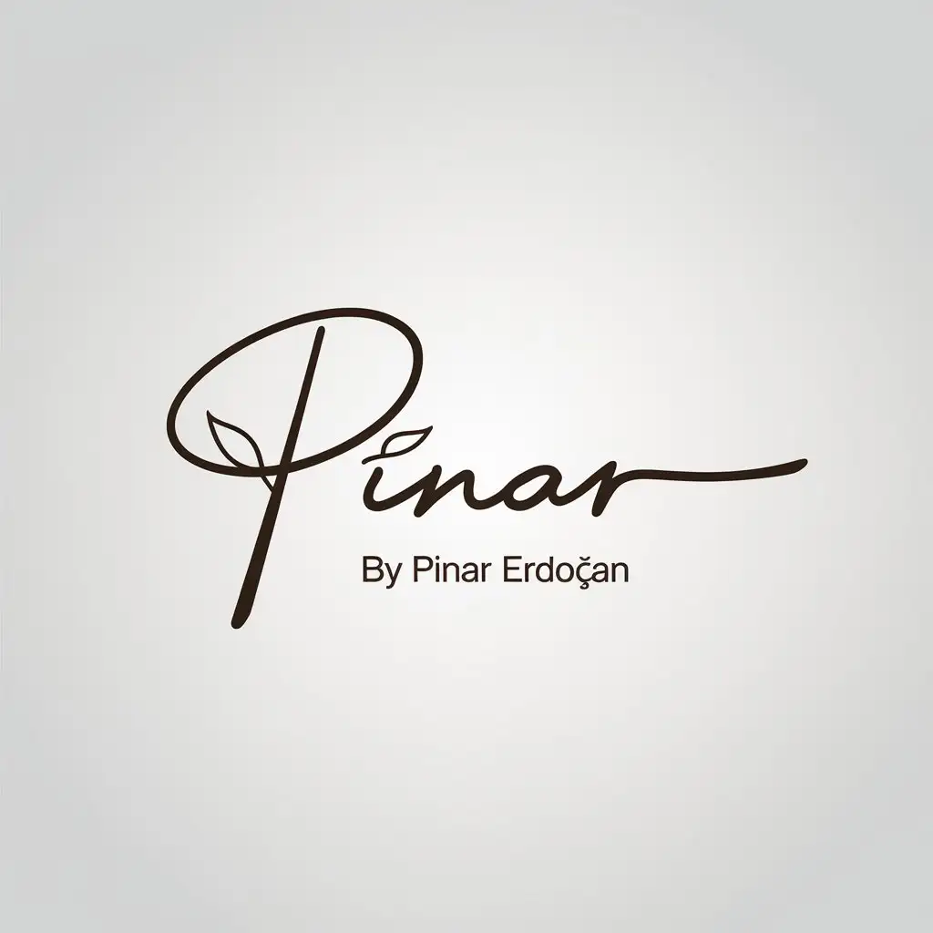 LOGO Design for By Pnar Erdoan Elegant Signature with LeafInspired P on Clear White Background