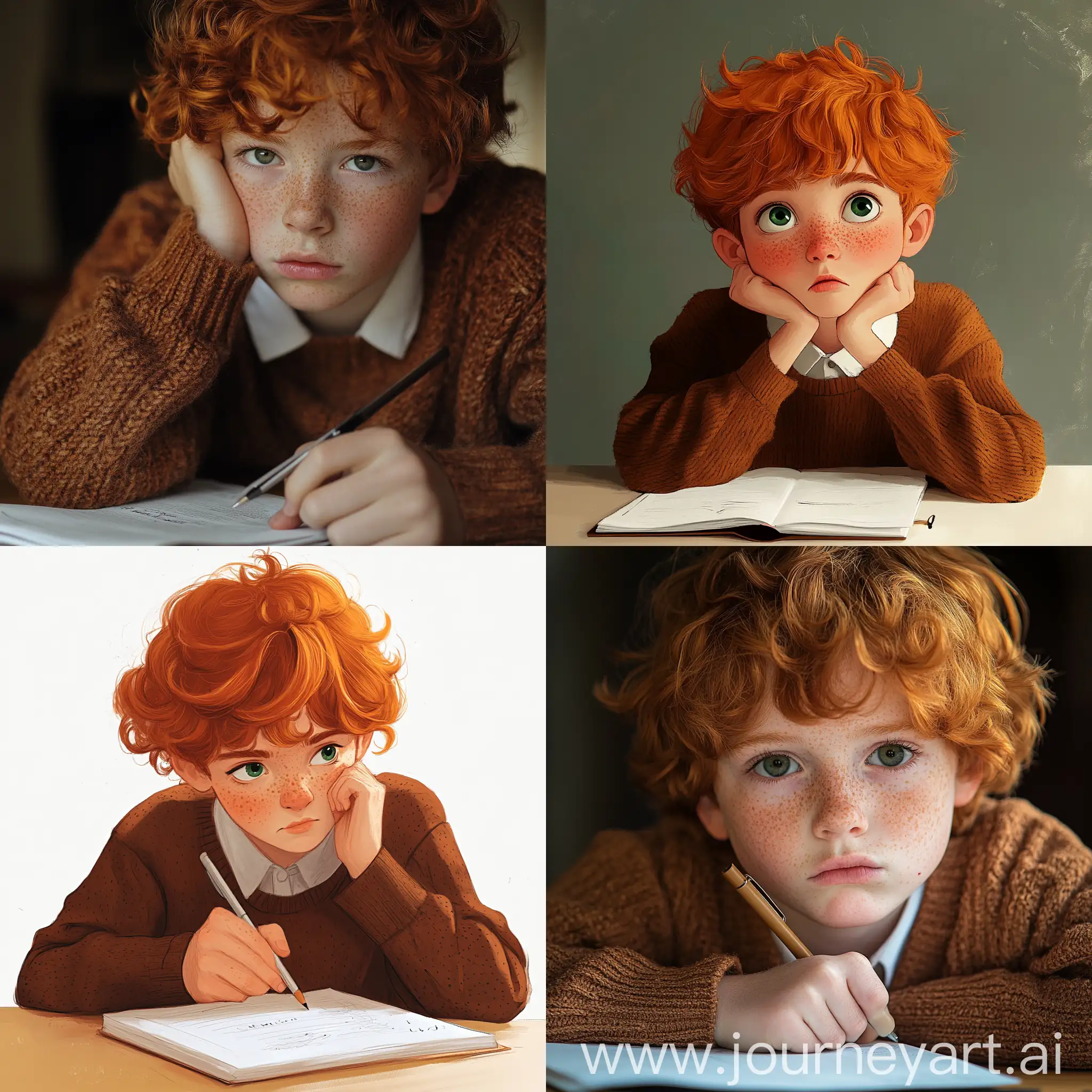 Clever-GingerHaired-Boy-Studying-with-Determination