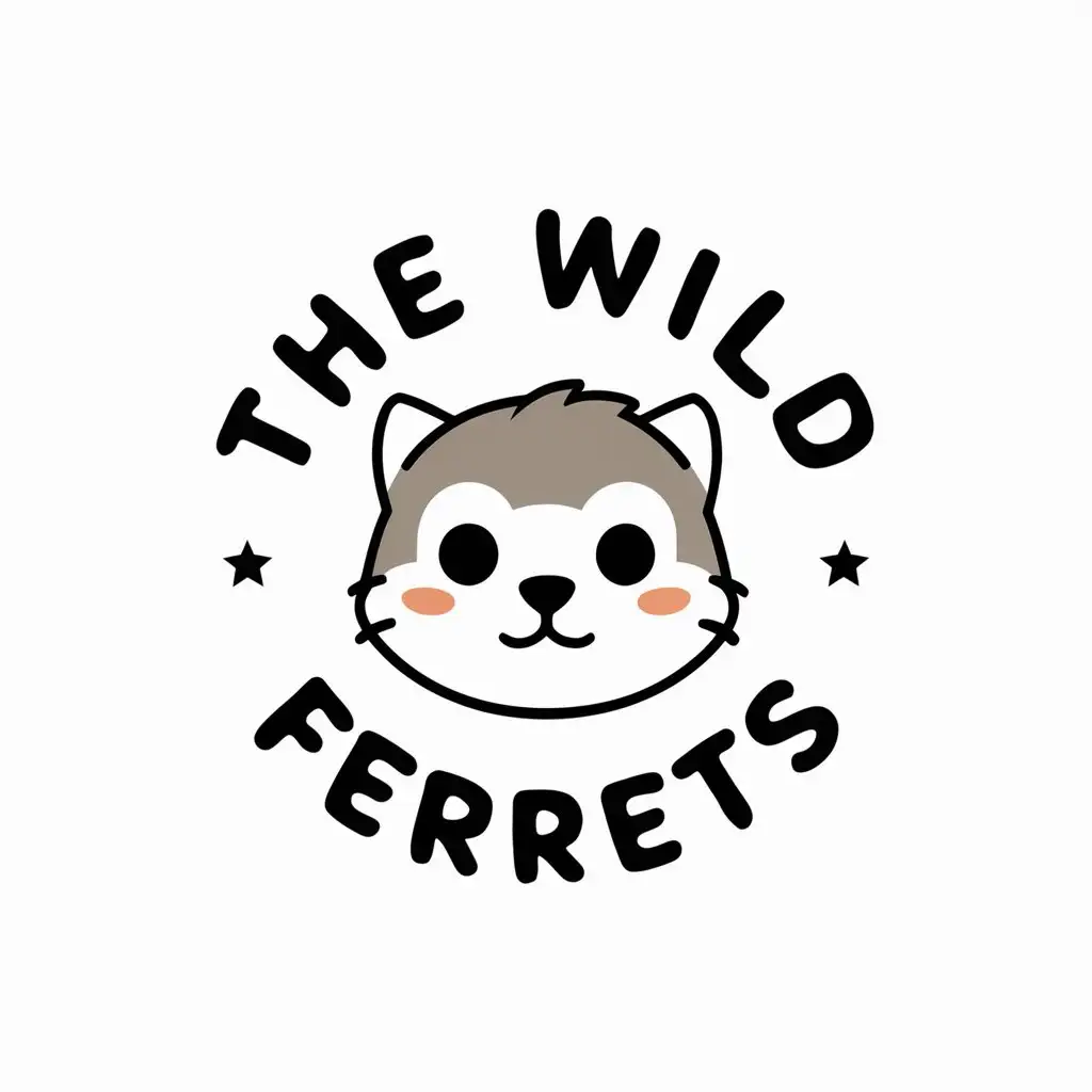 LOGO Design For The Wild Ferrets Kawaii Cute Ferret Vector Logo on Clear Background