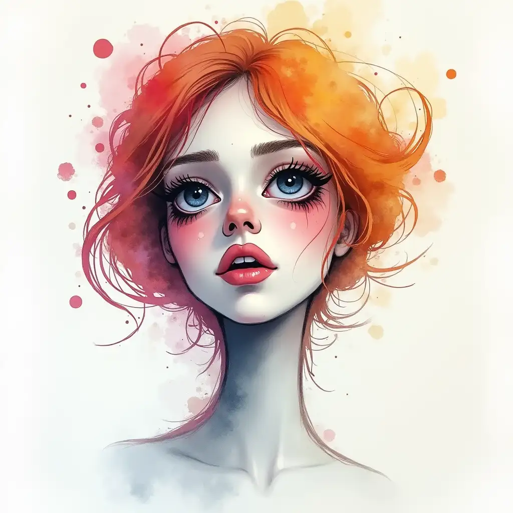 Abstract-Watercolor-Portrait-in-Agnes-Cecile-Style-with-Melancholic-Expression