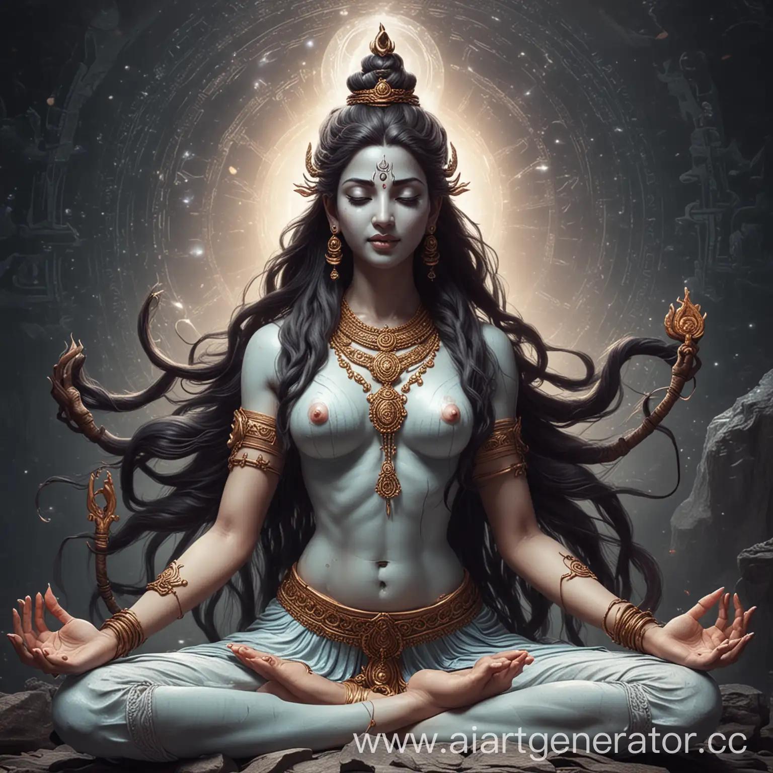 Mystical-Goddess-Shiva-Meditates-in-Fantasy-Style