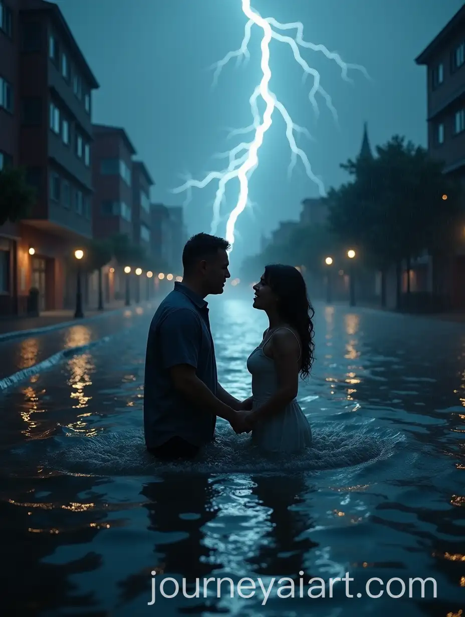 Couple-Crying-in-Flooded-City-During-Heavy-Rain-and-Lightning