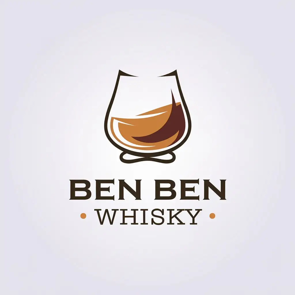 LOGO-Design-for-Ben-Ben-Whisky-Minimalistic-Whisky-Glass-Symbol-on-Clear-Background