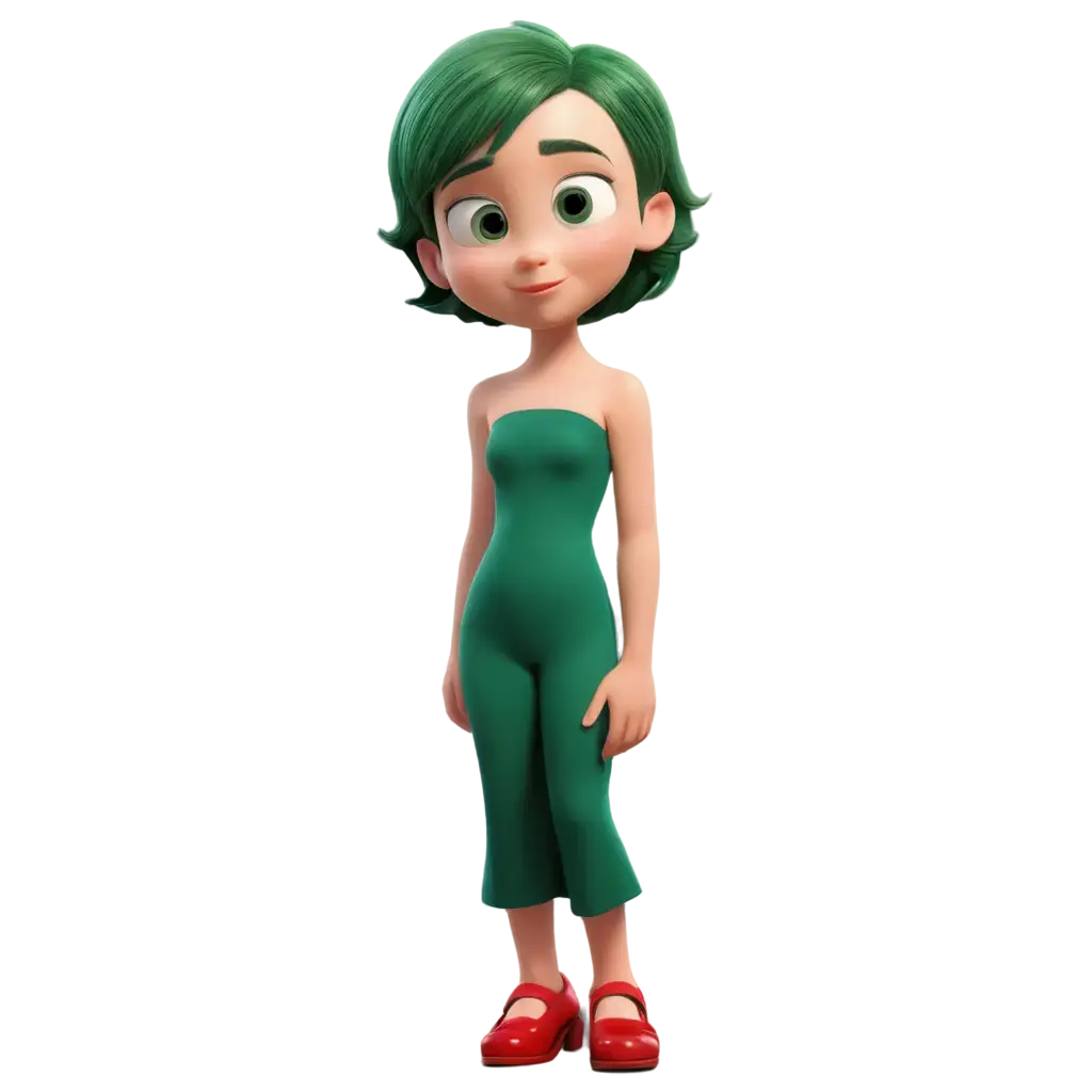 3YearOld-Girl-with-Green-Hair-in-Pixar-Style-PNG-Image