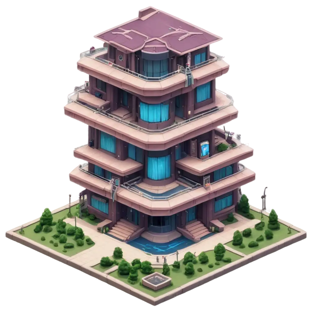 Anime-Style-Cyberpunk-Mansion-Isometric-PNG-Image-Futuristic-Art-for-Digital-Environments