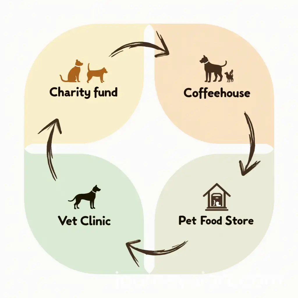Circular-Relationship-Diagram-of-Community-Services-Charity-Fund-Coffeehouse-Vet-Clinic-and-Pet-Food-Store