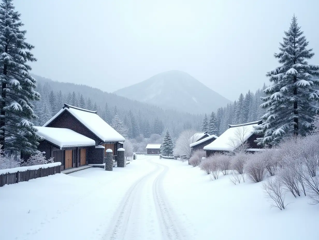 Serene-Winter-Landscape-in-a-Japanese-Countryside-Village