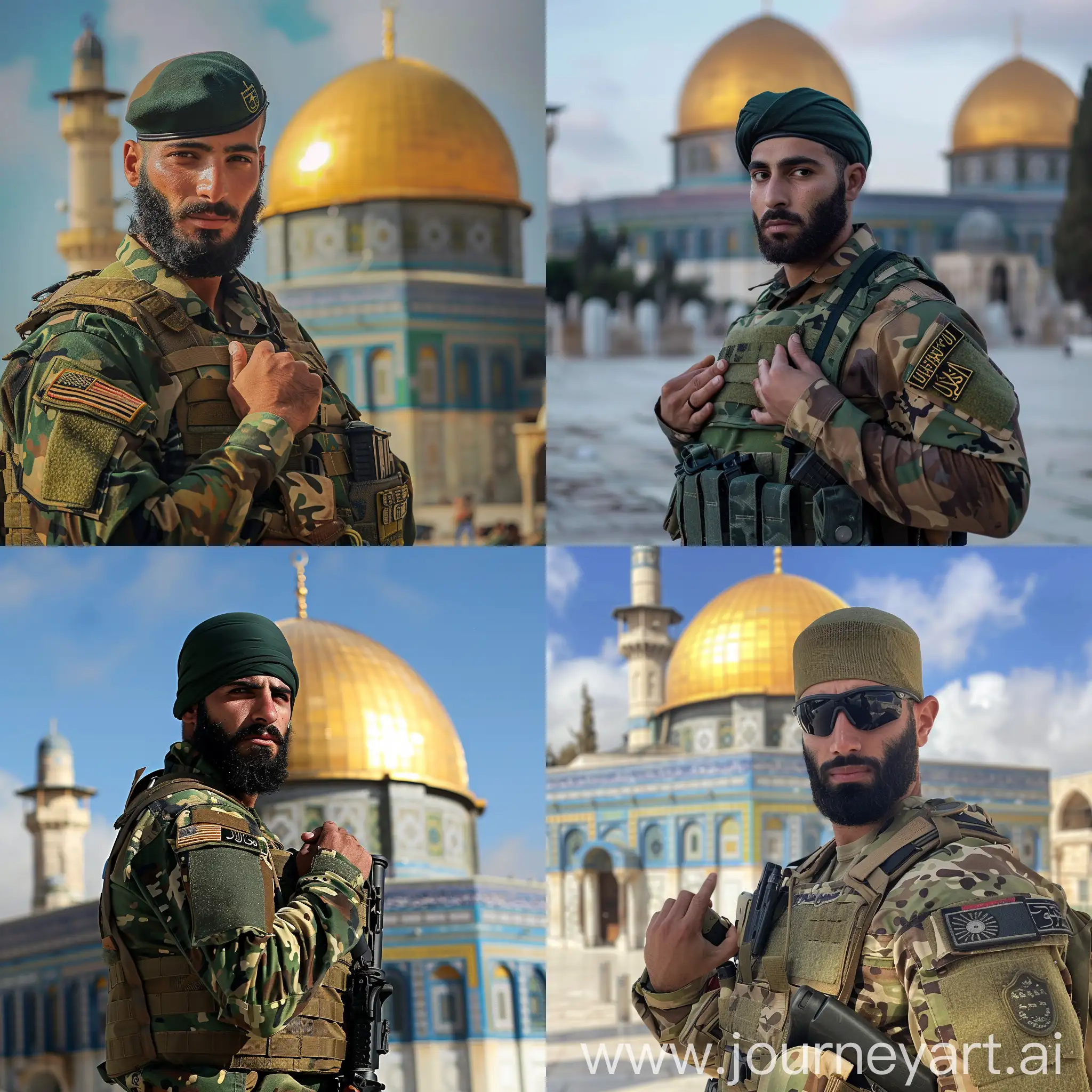 Hezbollah-Soldier-Saluting-with-Dome-of-the-Rock-Mosque-in-Palestine