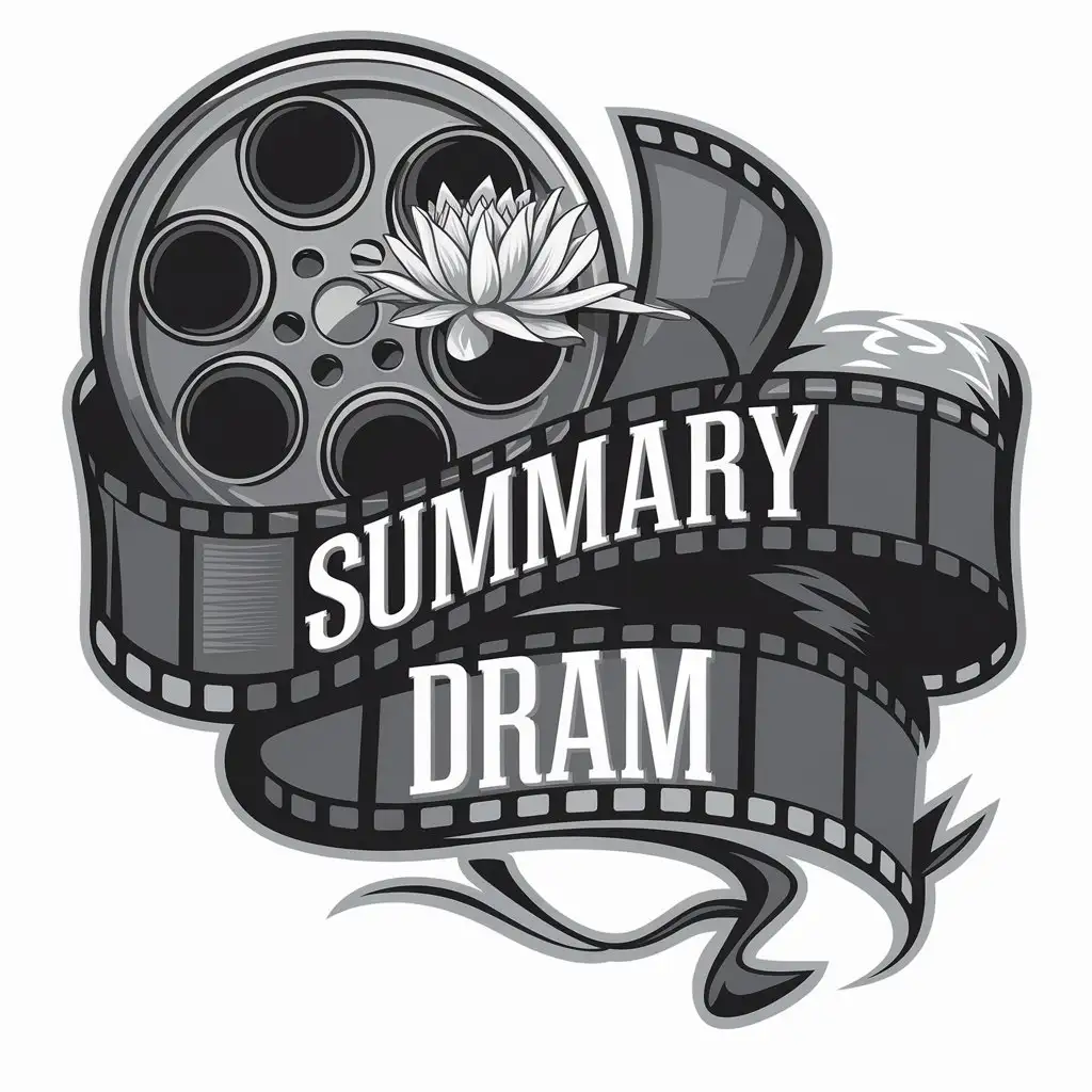 a vector logo design,with the text "summary dram", main symbol:movie film,water lily,complex,be used in Others industry,clear background