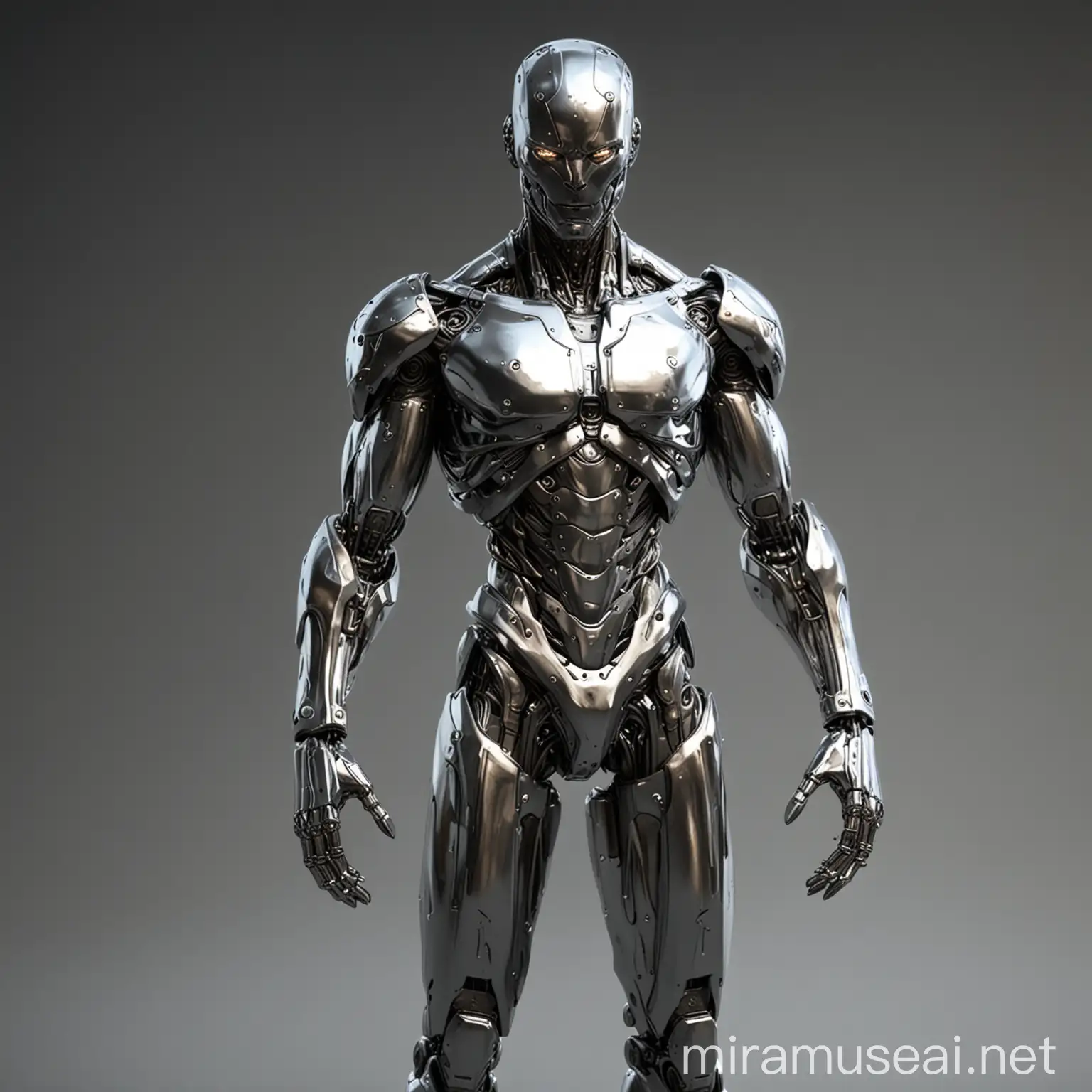 Metallic Humanoid Model in Unreal Engine Pose