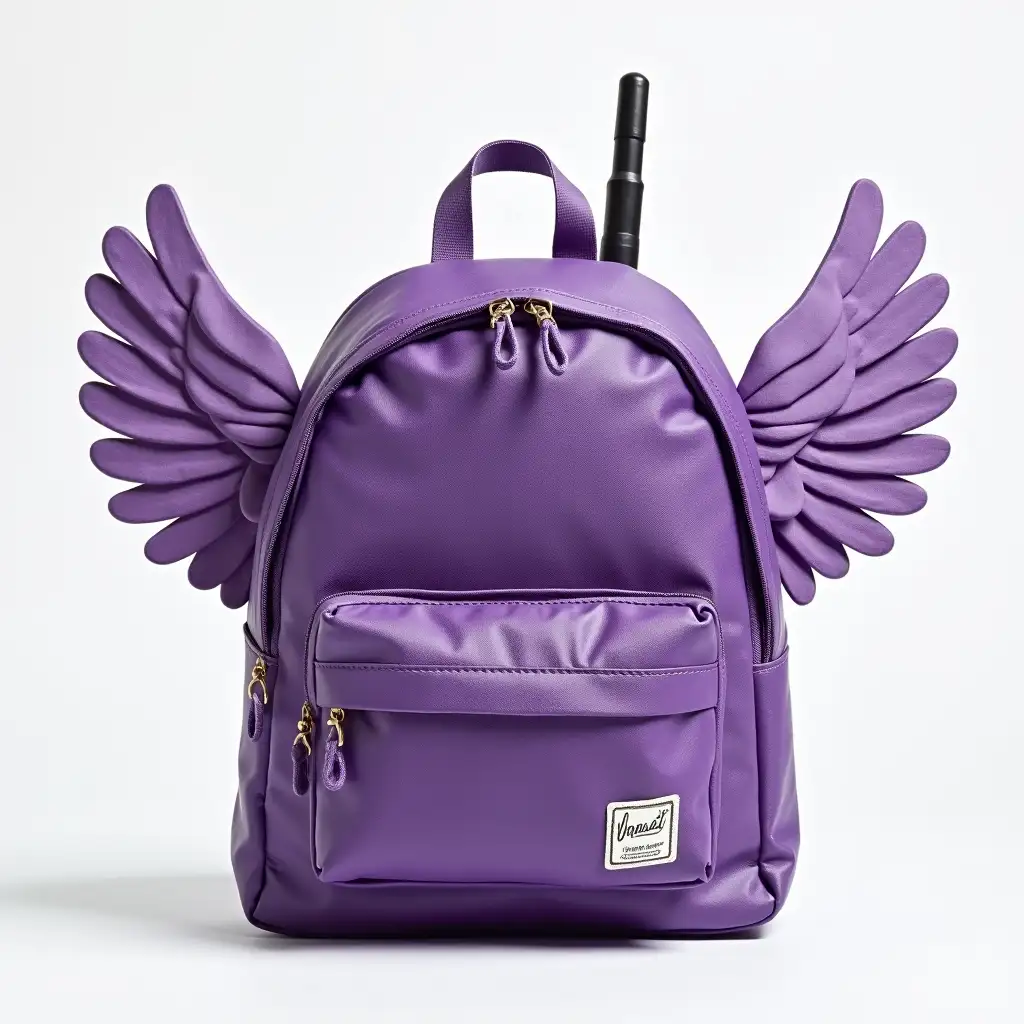 Backpack purple with radio antenna and wings