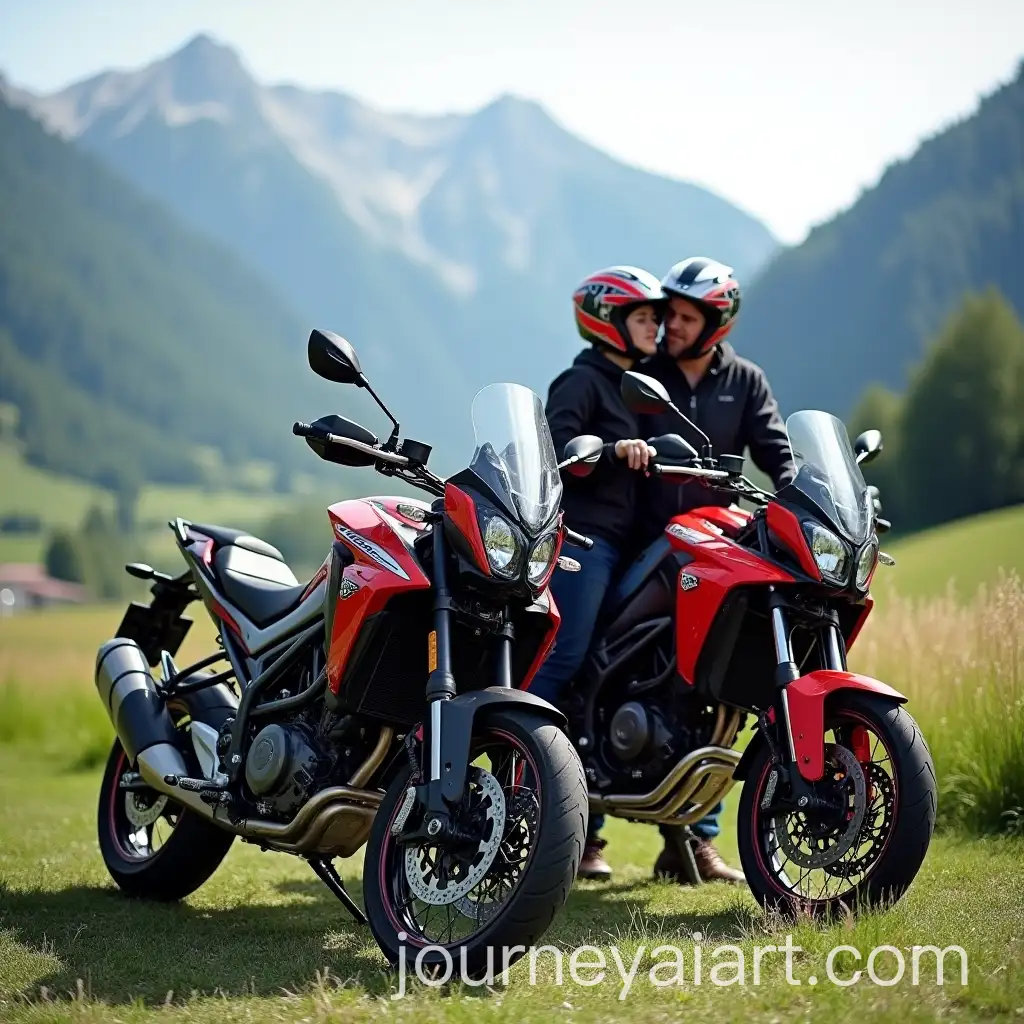 AI-Image-Prompt-ExpansionCouple-Embracing-with-Aprilia-RS660-and-Triumph-Tiger-Sport-660-in-Swiss-Landscape