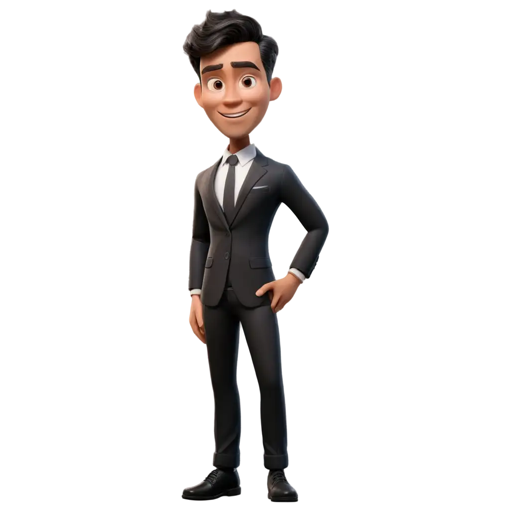 Realistic-3D-Caricature-PNG-Image-of-a-30YearOld-Indonesian-Man-in-a-Black-Suit