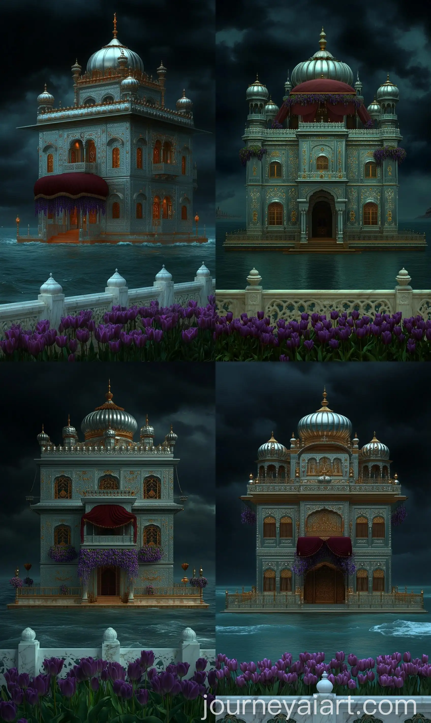 Harmandir-Sahib-Gurdwara-Surrounded-by-Endless-Ocean-and-Silver-Plated-Facade