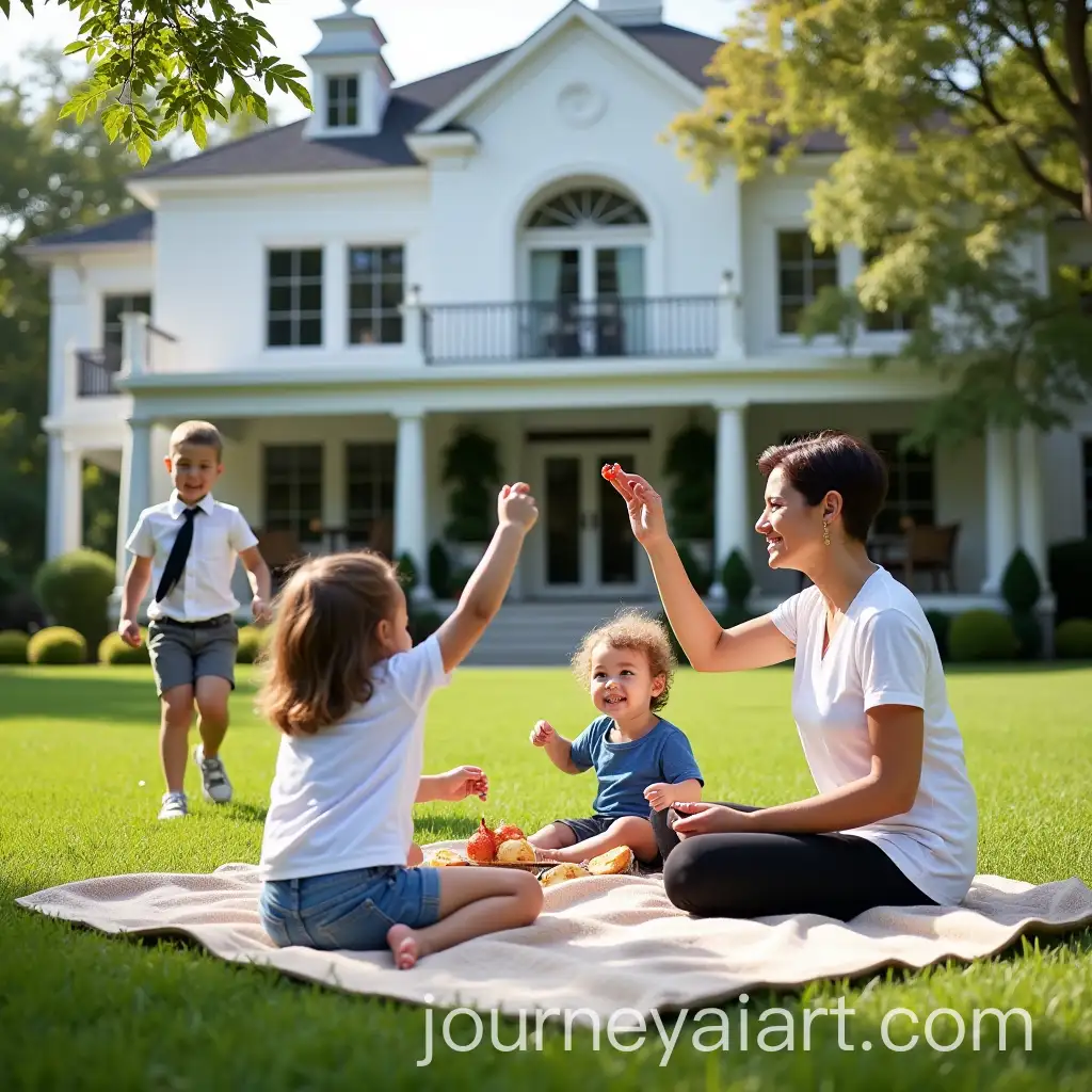 Children-Playing-in-the-Backyard-of-a-Luxurious-Mansion