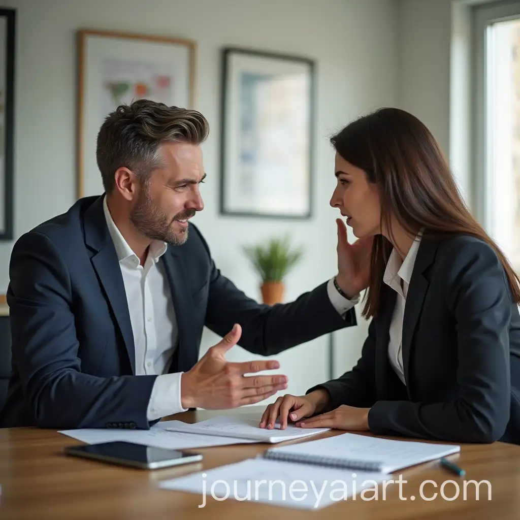 Male-and-Female-Colleagues-in-Office-Meeting-with-Tension
