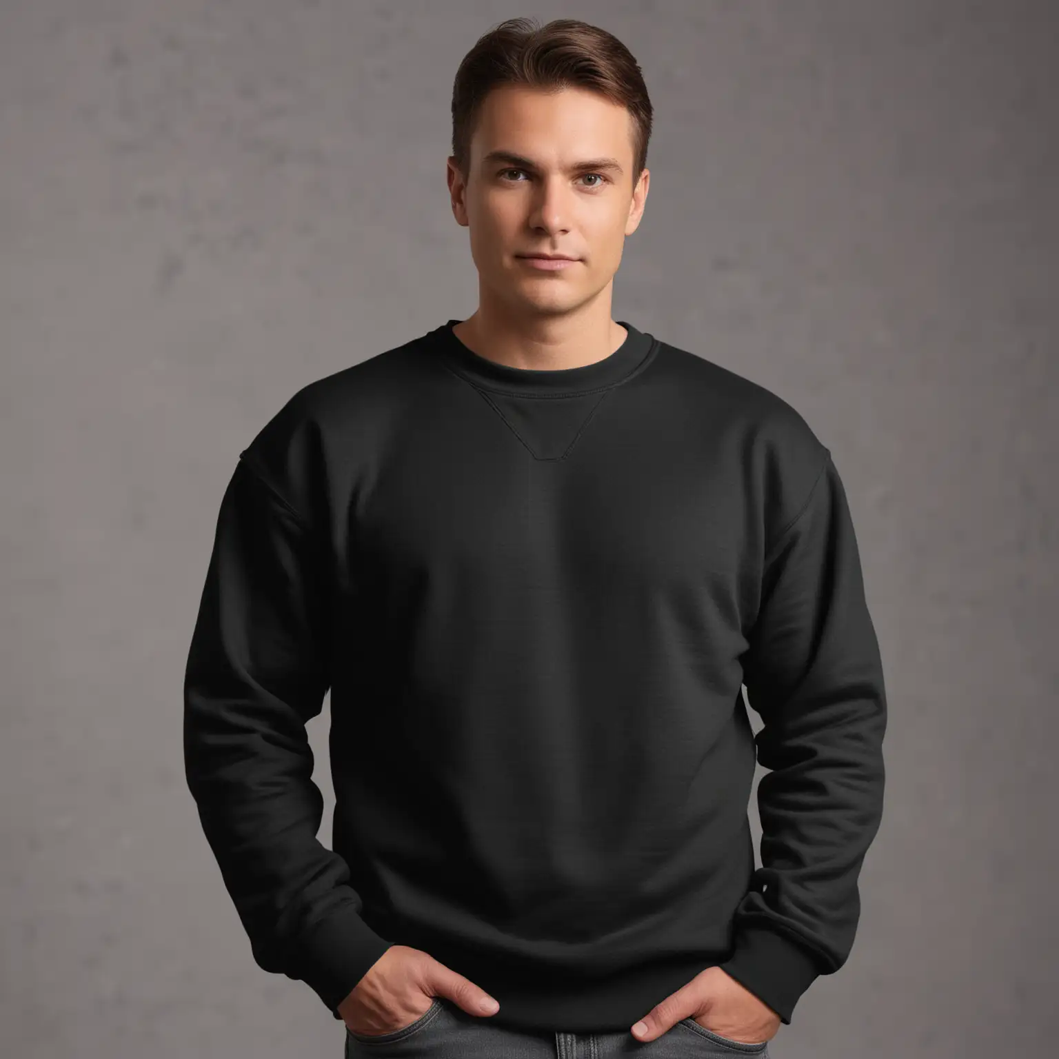 Mid Age Male Model in Black Gildan 18000 Sweatshirt