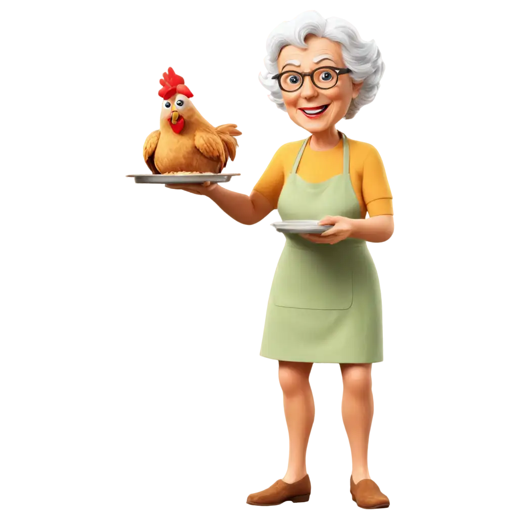 Grandma-Cooking-Chicken-Cartoon-PNG-Heartwarming-Illustration-for-Online-Content