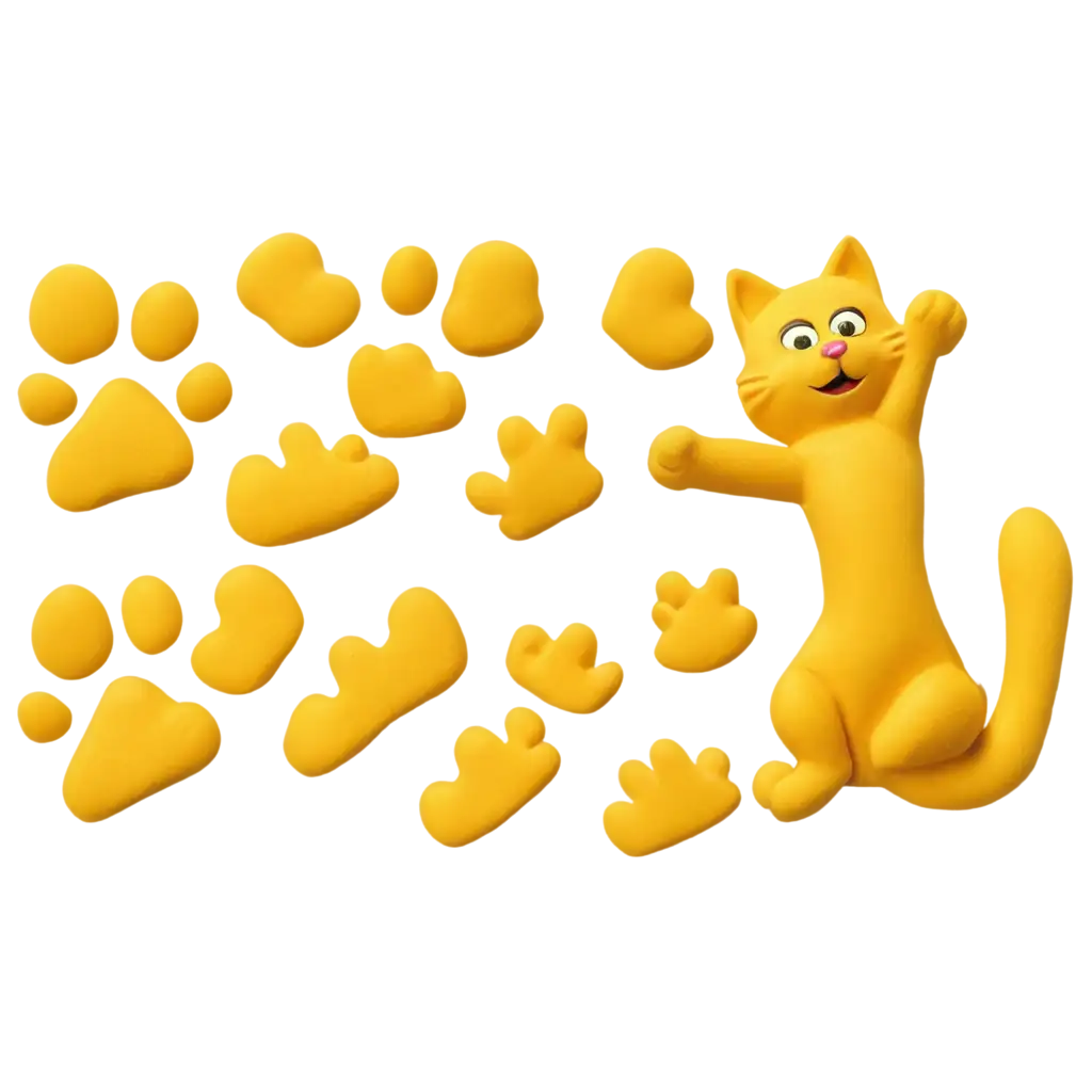 Yellow-Plasticine-Cat-Shows-Paws-PNG-Image-for-Creative-Use