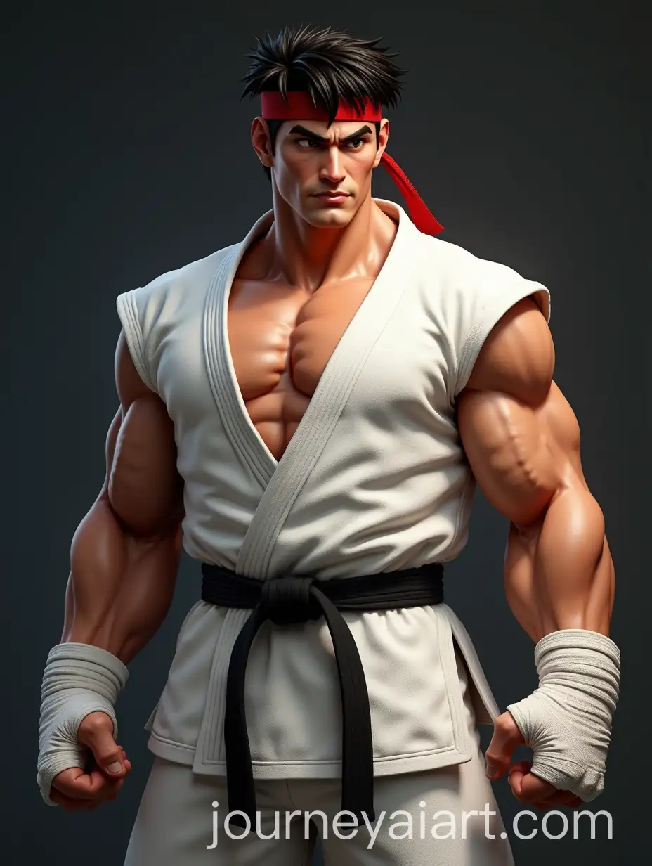 HyperAI-Image-Prompt-ExpansionRealistic-Ryu-from-Street-Fighter-in-Traditional-Karate-Gi