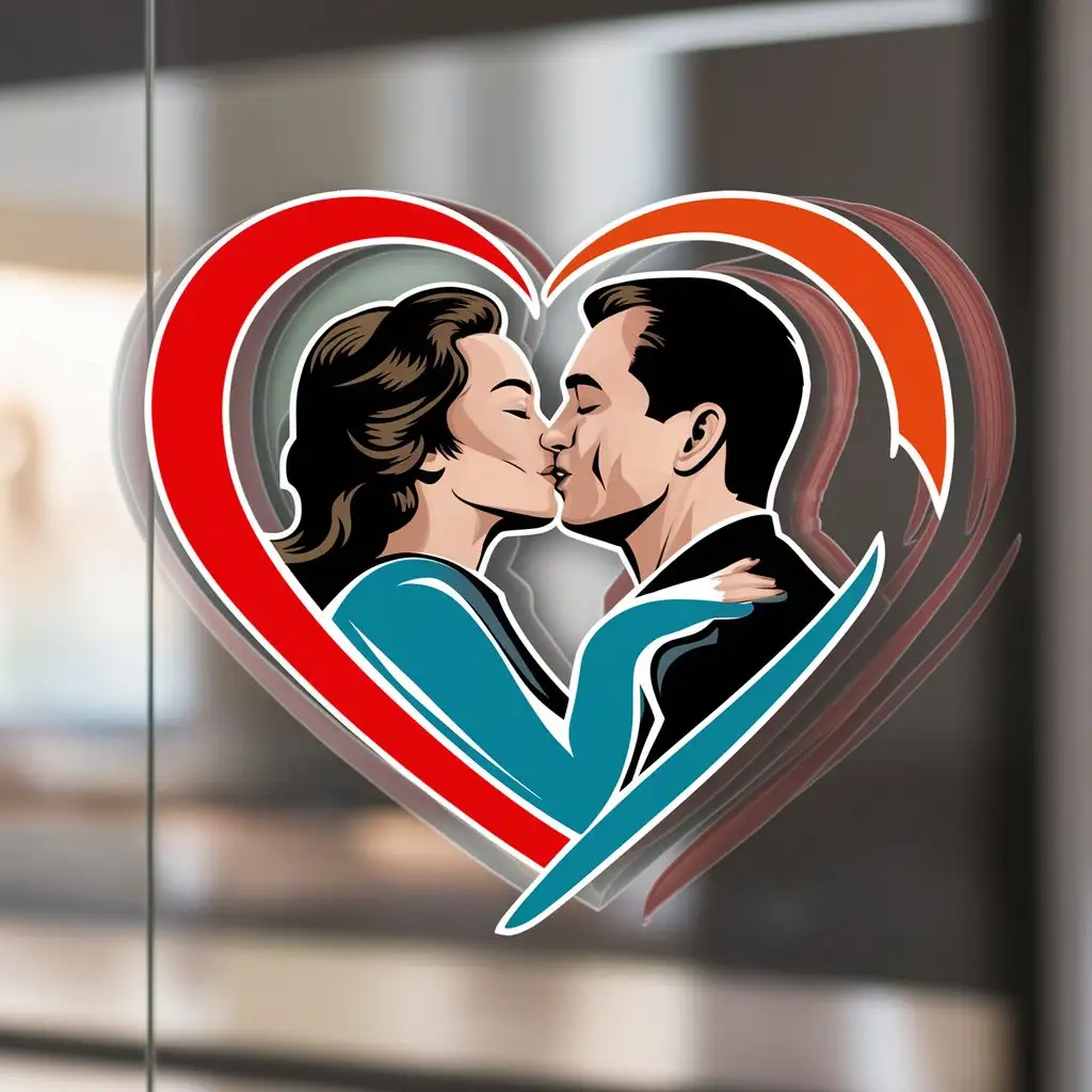 a logo design,with the text "Man woman kiss shape of heart", main symbol:Man and woman kissing each other in a shape of a heart,Moderate,be used in Internet industry,clear background