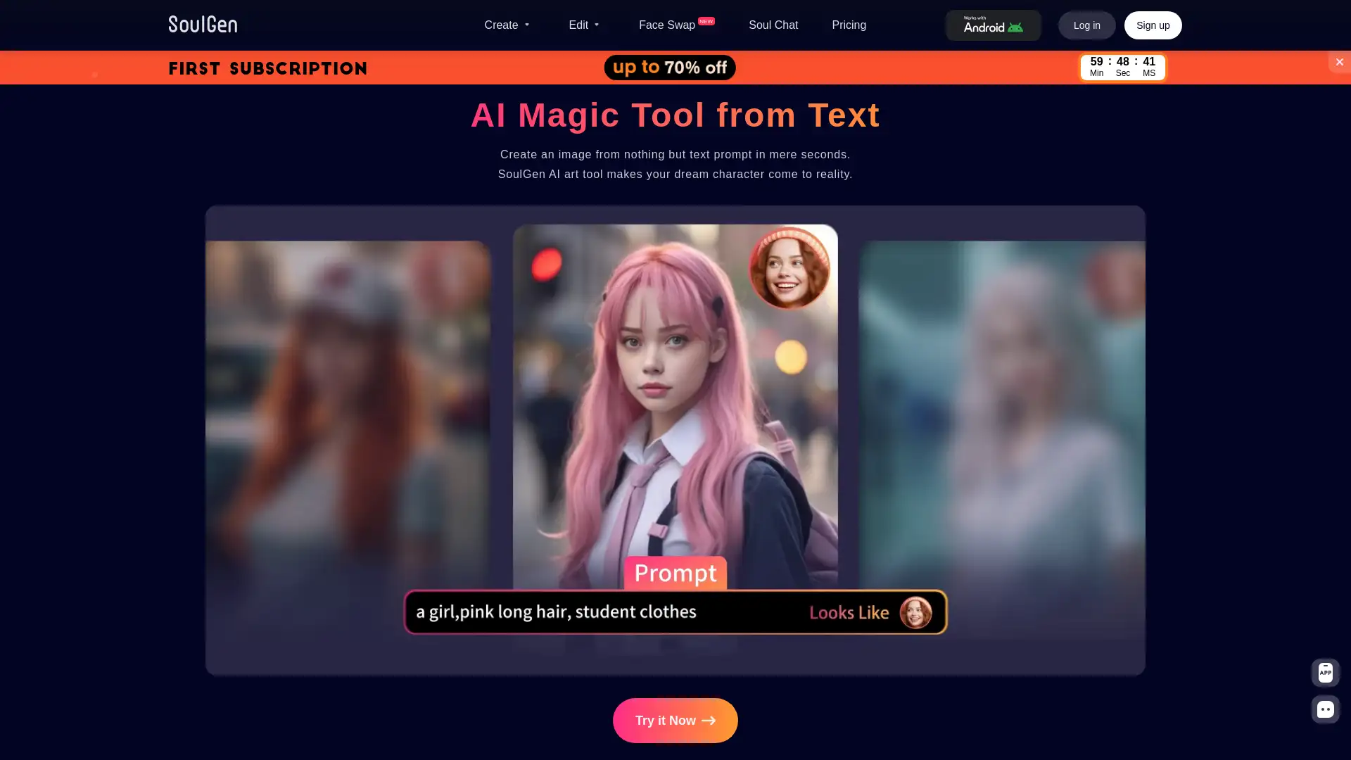 Transform text into stunning AI-generated real and anime images.