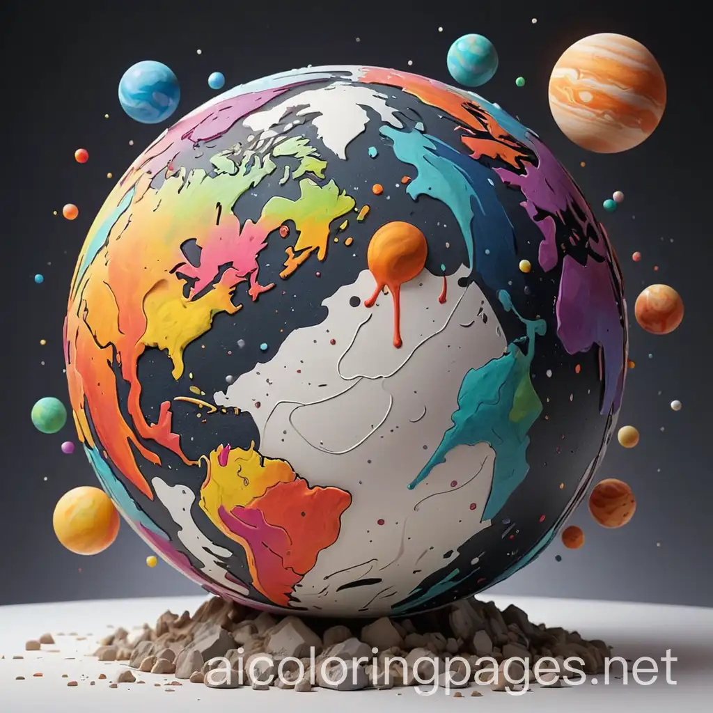 Coloring-Page-of-a-Colorful-Planet-Illuminated-with-Many-Colors