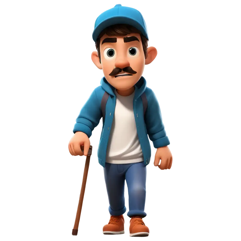 Scared-Cartoon-Male-Character-with-Mustache-in-PNG-Format