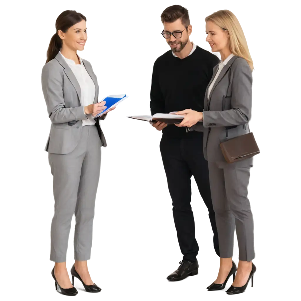 Professional-PNG-Image-of-Female-Salesperson-Offering-a-Book-to-Male-Customer