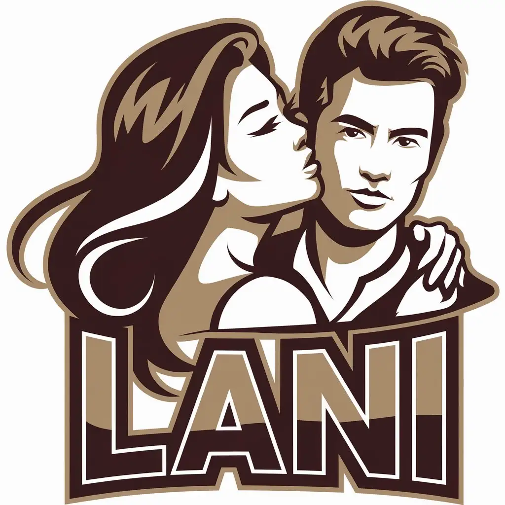 LOGO Design For Lani Elegant Asian Woman Kissing in Vector Art