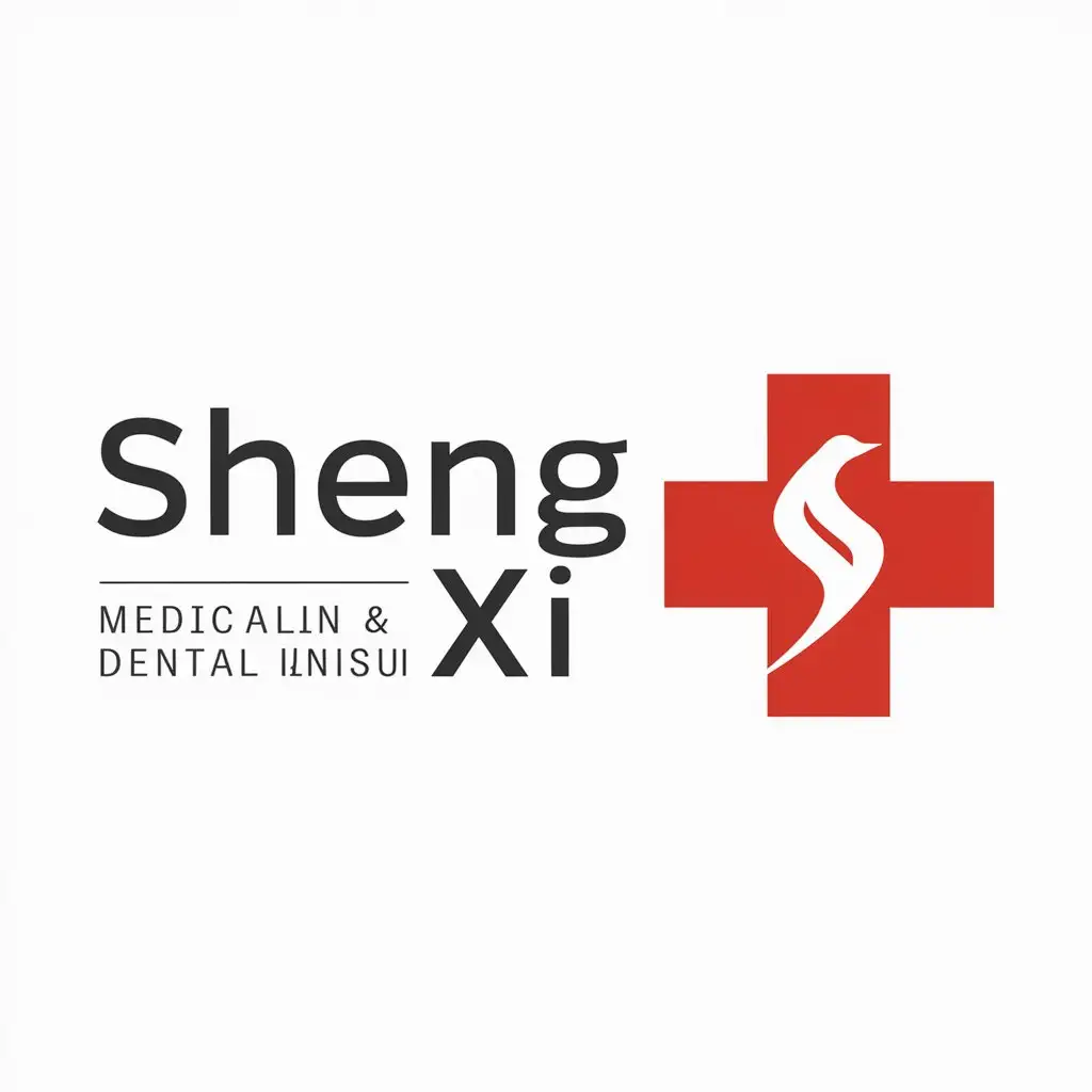 a logo design,with the text "sheng xi", main symbol:Red Cross bird S X,Moderate,be used in Medical Dental industry,clear background