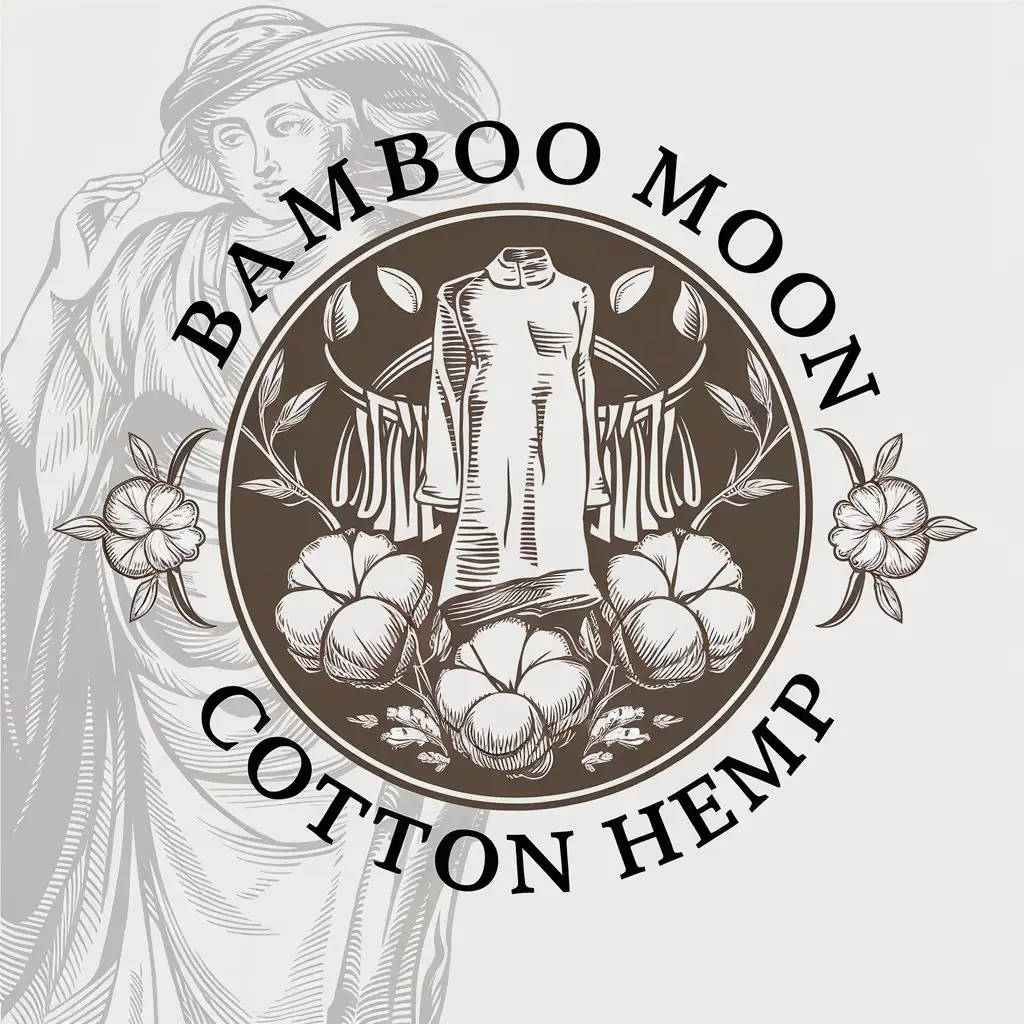 LOGO-Design-for-Bamboo-Moon-Cotton-Hemp-Elegant-Lady-in-Cotton-Attire-with-a-Touch-of-Silk