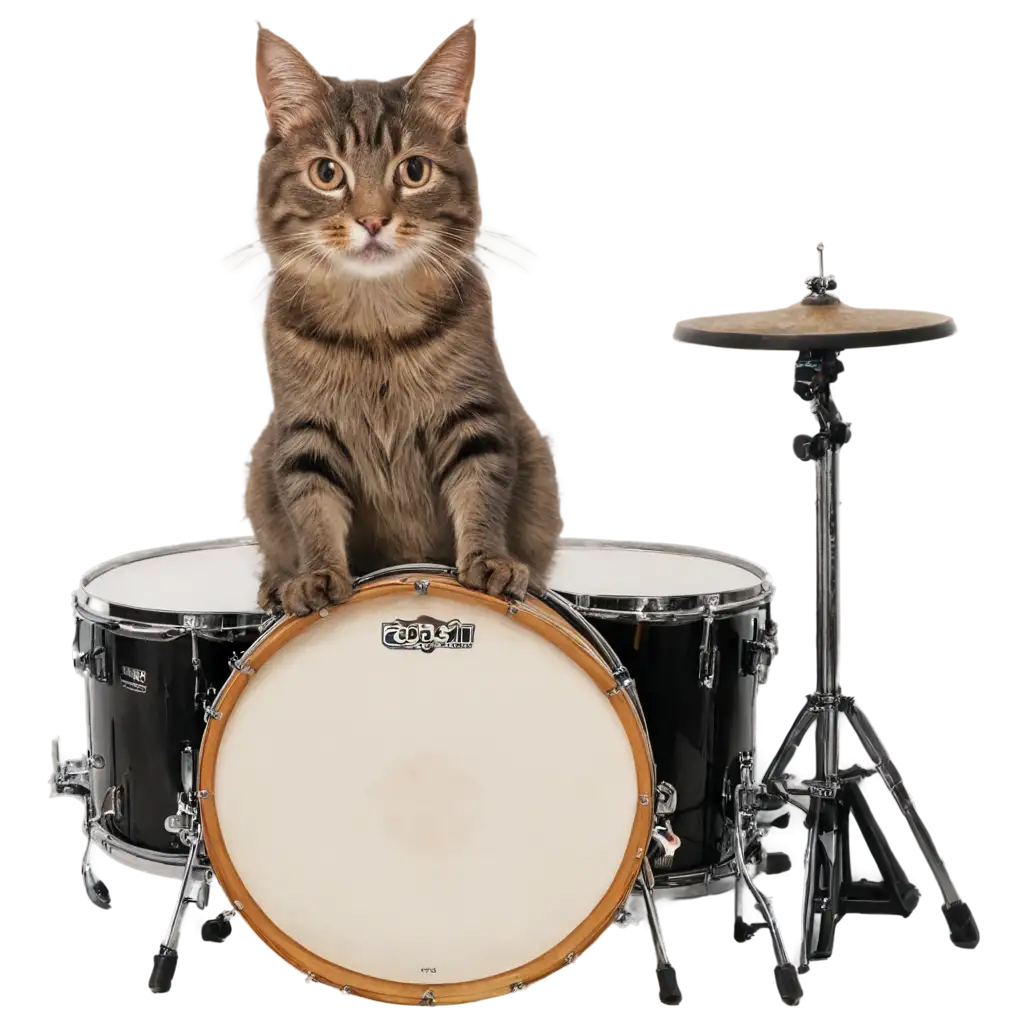 Captivating-Cat-Plays-on-Drums-PNG-Image-HighQuality-Visual-for-Engaging-Content